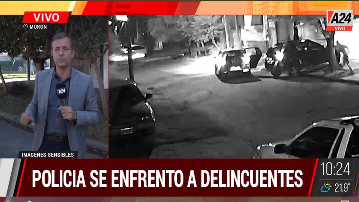 Morón: así un policía evitó a los tiros que le robaran el auto. (Captura de Tv)