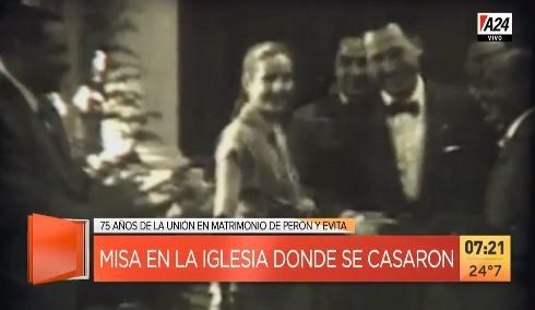 La Plata: misa por el 75° aniversario del casamiento de Perón y Evita