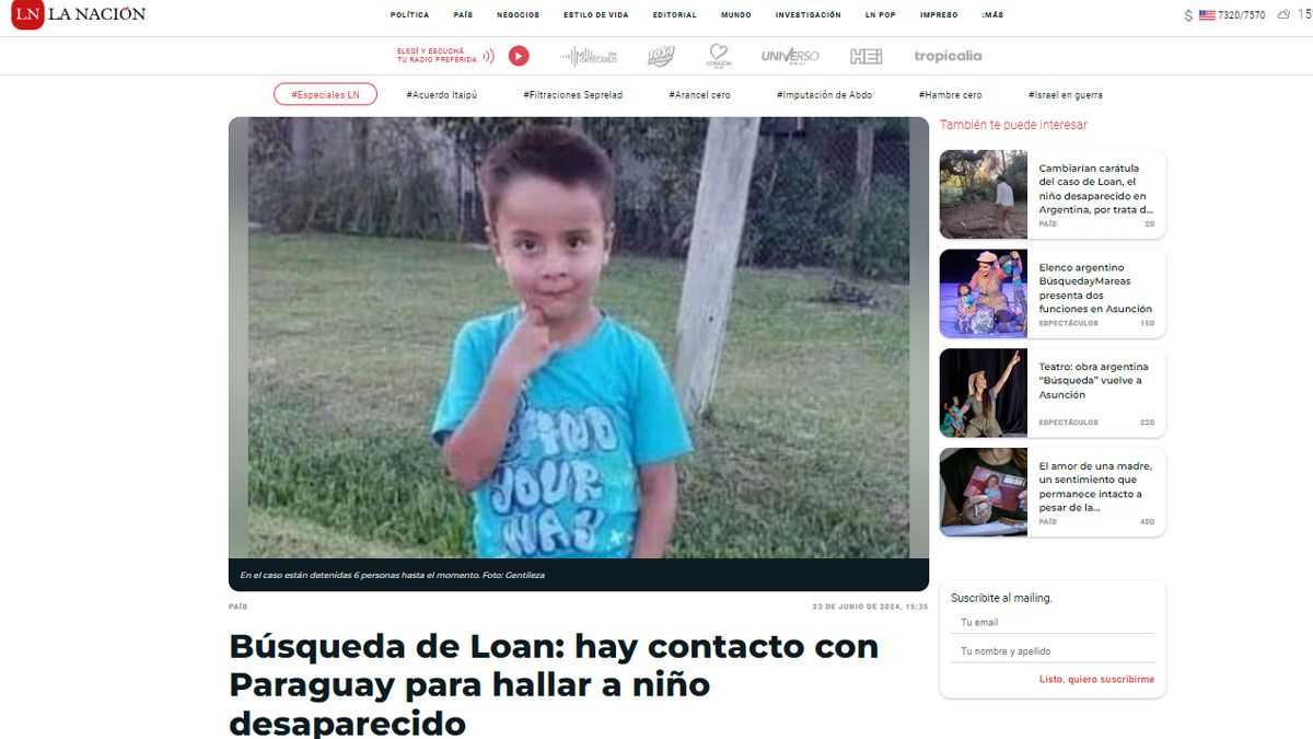 El caso Loan, también moviliza a la prensa y a la policía en el Paraguay. (Foto: Lanación.py)