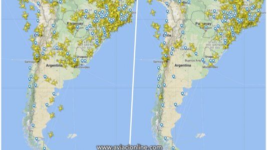 El cielo (casi) sin aviones: así está el mapa del espacio aéreo argentino por el paro de la CGT