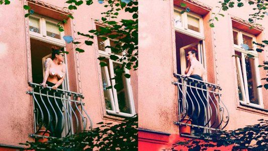 El topless de Connie Ansaldi en un balcón para expresar su libertad