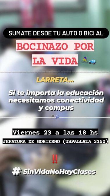 La convocatoria por redes sociales a la sede del Gobierno porteño.