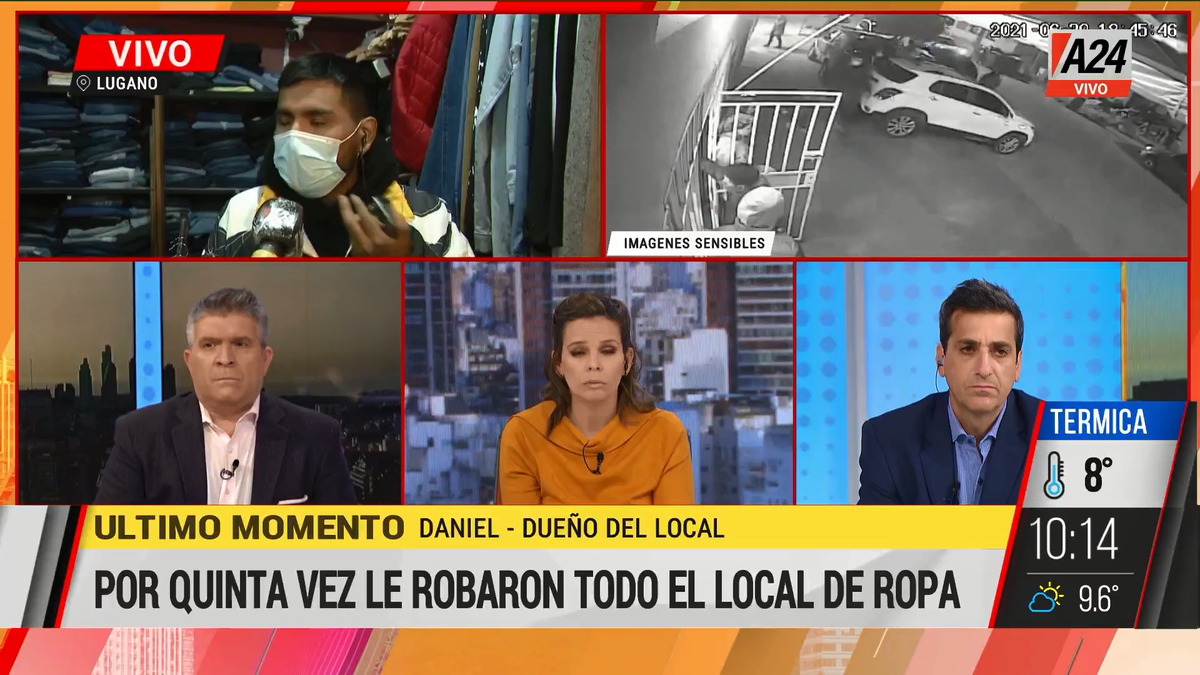 Villa Lugano: así le roban por quinta vez a un local de ropa. (Captura de Tv)