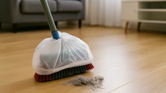 El truco viral de la bolsa en la escoba: para qué sirve y cuándo conviene usarlo