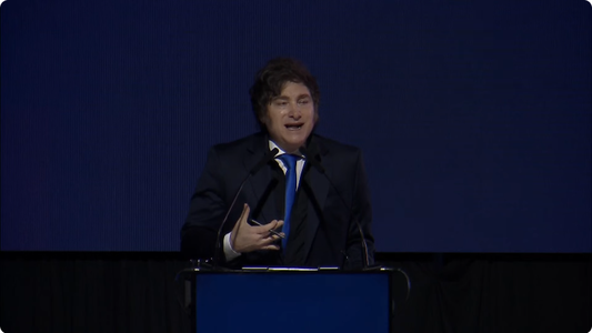 Milei habló en la Bolsa de Comercio de Rosario sin referencia al escándalo por los audios de Spagnuolo