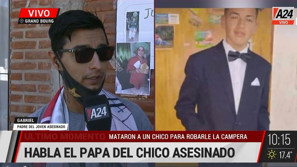 El desconsuelo del padre del chico de 16 años asesinado en Grand Bourg. (Captura de Tv)