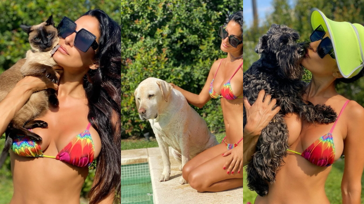 Silvina Escudero y sus mascotas. Ante la consulta de La Mona Jiménez de si tiene hijos, aseguró 3 por sus perritos y su gato. 