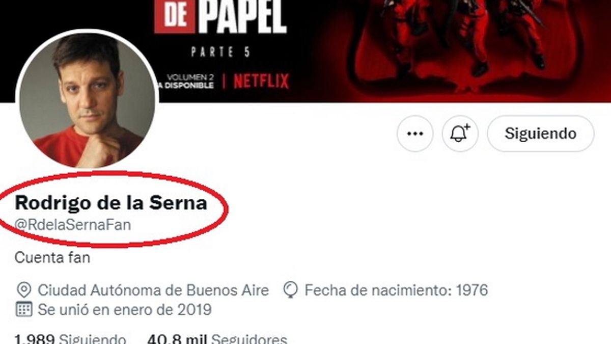 Tras la denuncia de Rodrigo de la Serna, la cuenta de Twitter que usa su nombre modific&oacute; su usuario: de ser Ok ahora es Fan.&nbsp;
