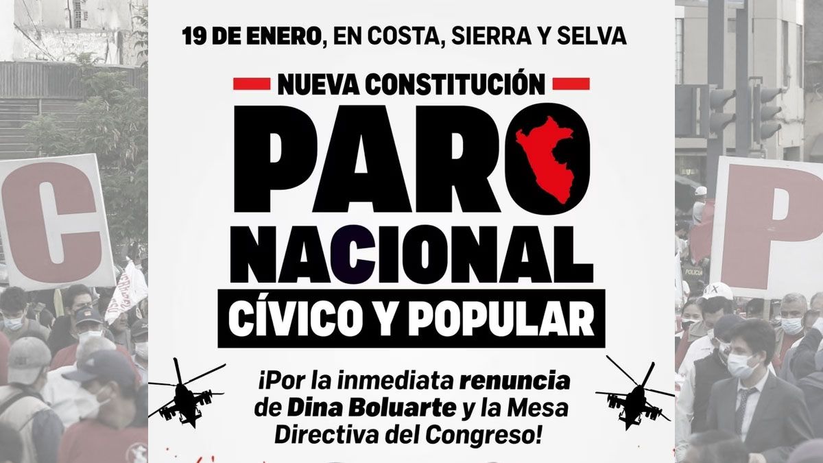 La CGT de Per&uacute; convoc&oacute; a un paro nacional y se sum&oacute; al pedido de renuncia de la presidenta Dina Boluarte (Foto: gentileza CGTP).