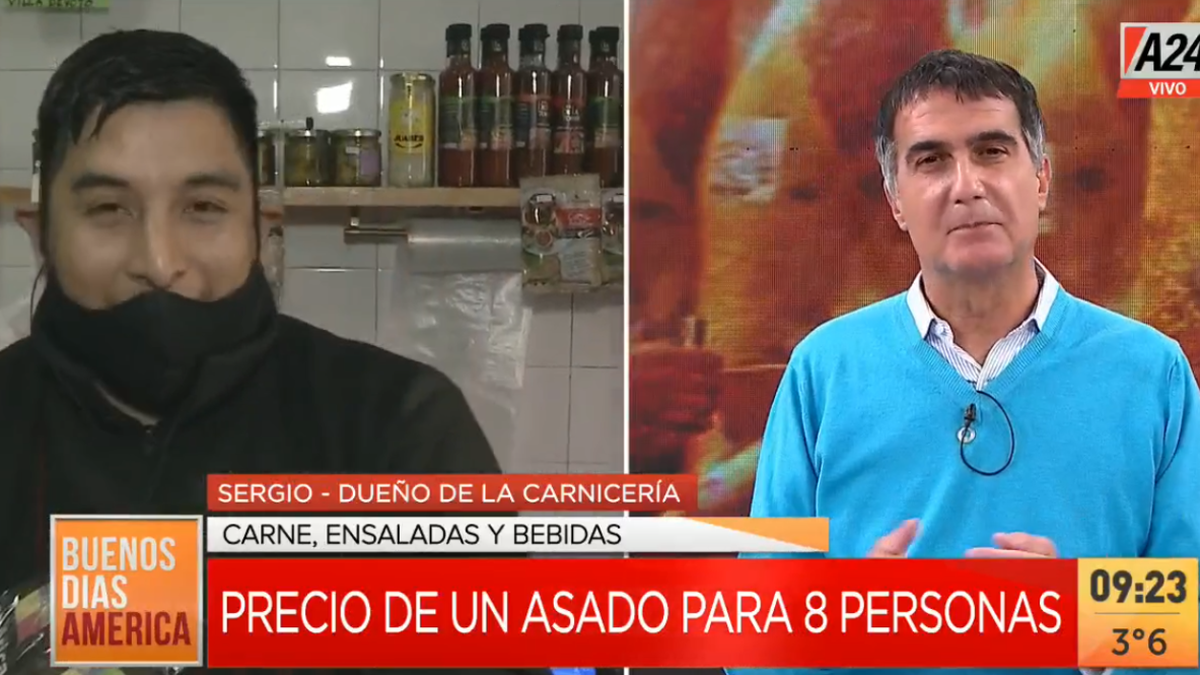 El valor de un asado para 8 personas