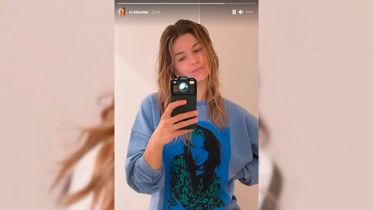 En las redes: la foto de Marcela Kloosterboer, de entrecasa y a cara lavada.