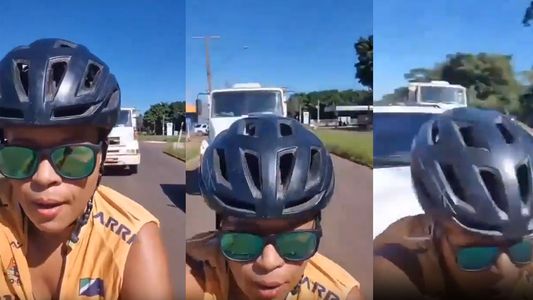 Dramático video: una ciclista fue atropellada tras discutir con un camionero y grabó todo