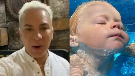 Flavio Mendoza compartió imágenes de su hijo en el agua desnudo y fue cuestionado