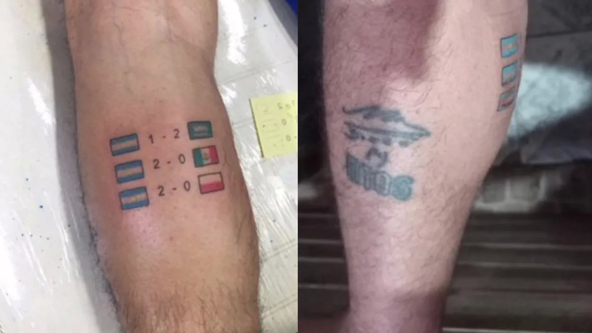 El increíble tatuaje de un hincha argentino con los resultados de la primera ronda
