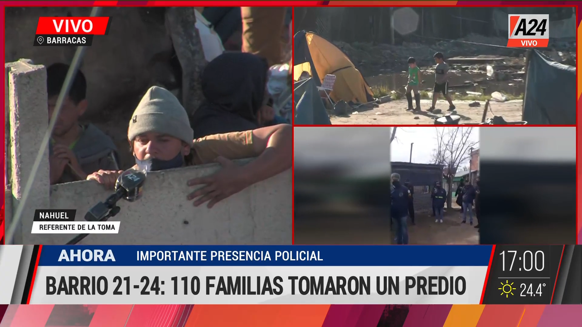 La Justicia ordenó el inminente desalojo del predio tomado en Barracas (Foto: captura de TV).