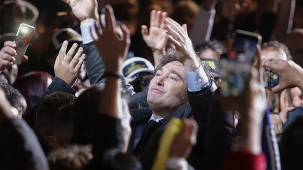 El presidente Javier Milei en el Luna Park. (Foto NA)