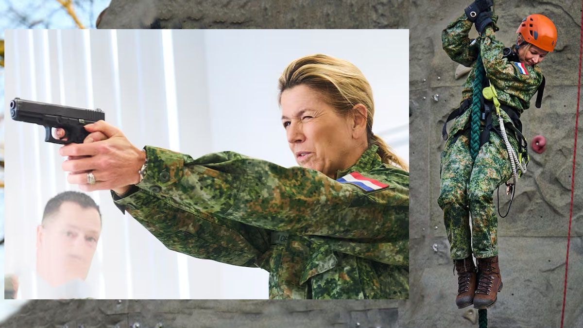 Armas y escalamiento. Parte del entrenamiento de la reina Máxima. (Foto: A24.com)