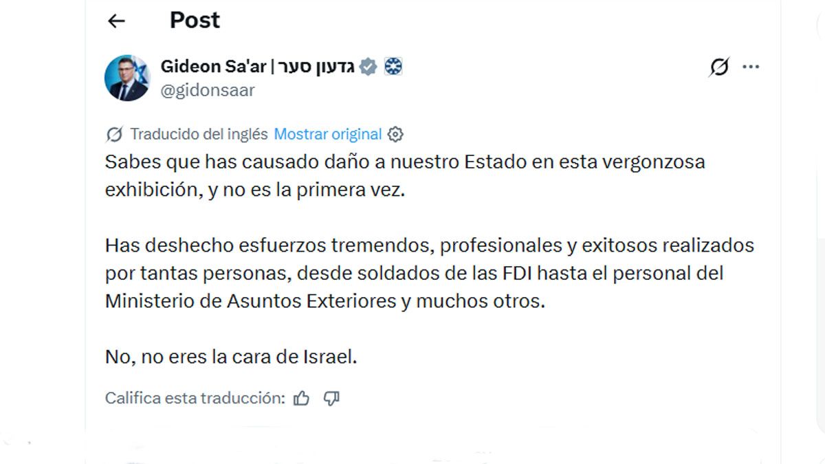 El canciller israelí y su enérgico rechazo al video realizado por su par de Seguridad Nacional. (Foto: Cuenta de 