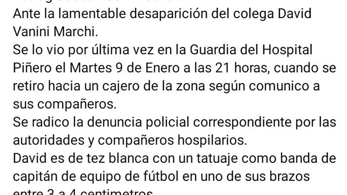 Desesperada búsqueda del médico que ejercía una suplencia en el Hospital Piñero (Foto: X Claudia Zarlenga). Desesperada búsqueda del médico que ejercía una suplencia en el Hospital Piñero (Foto: X Claudia Zarlenga).