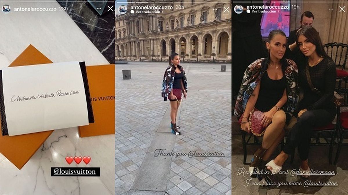 Antonela Roccuzzo fue una de las invitadas VIP al desfile de Luis Vuitton, en la semana de la moda en París. 