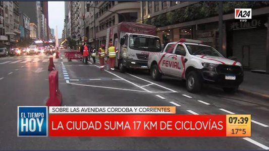 Comenzaron los trabajos para incorporar ciclovías en Av. Córdoba y Corrientes