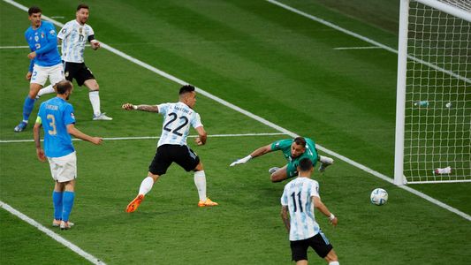 Messi armó la jugada y Lautaro Martínez puso el 1 a 0 de Argentina sobre Italia