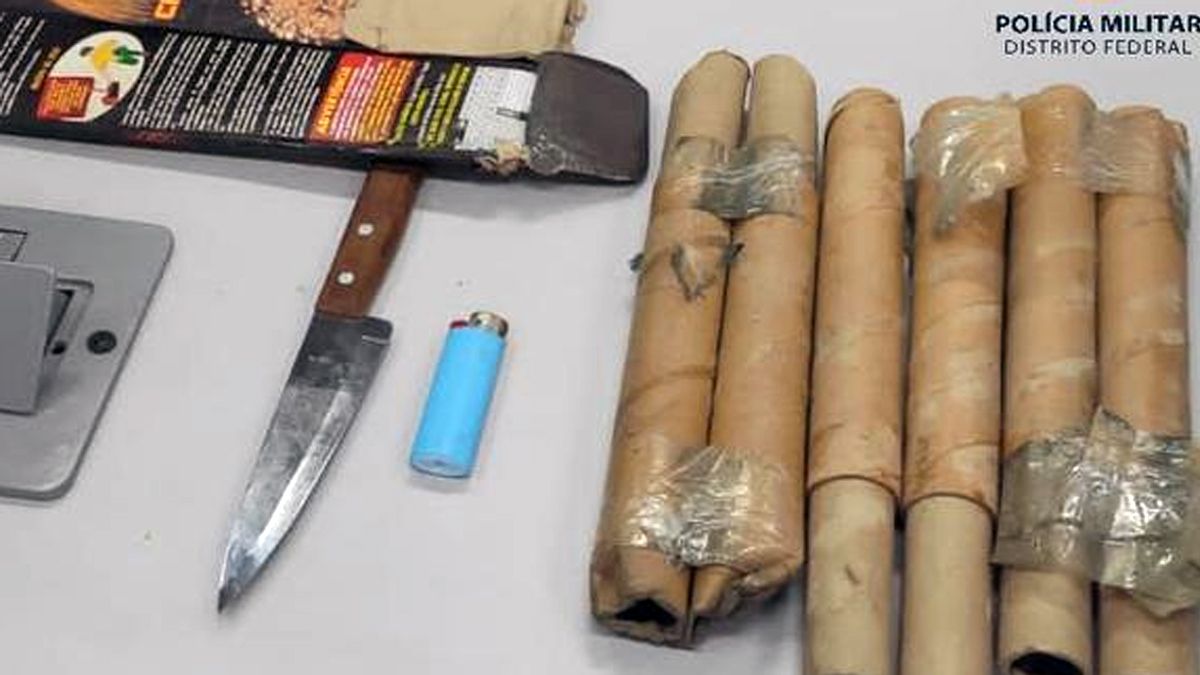 Detuvieron a un sospechoso con un cuchillo y explosivos en las inmediaciones del Congreso donde juró Lula. (Foto: Policía Militar Distrito Federal Brasil)