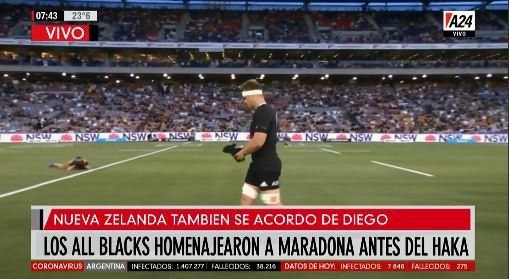 Así fue el homenaje de los Pumas y los All Blacks a Diego Maradona