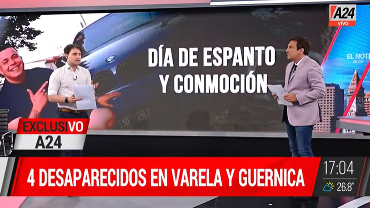 Conmoción en Florencio Varela y Guernica por la desapareción de cuatro personas. Dos cuerpos fueron hallados calcinados en una camioneta. (Foto: captura A24)