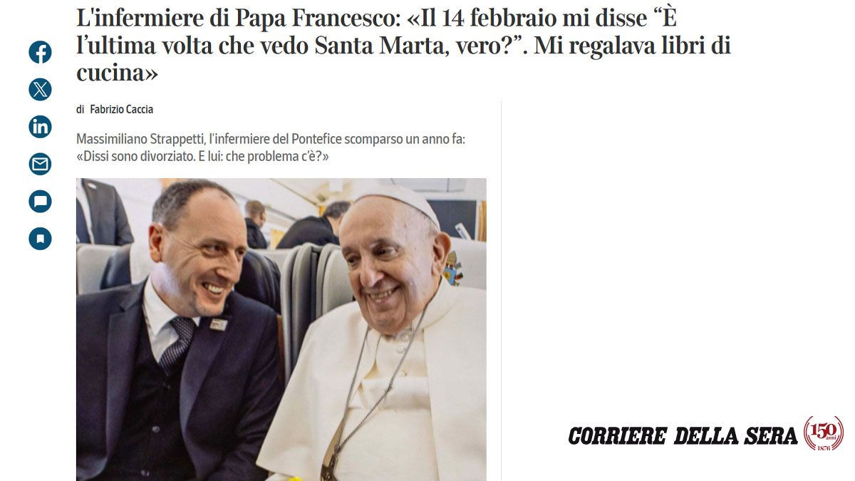 La entrevista del enfremero personal del papa argentina. (Foto: Corriere della Sera)