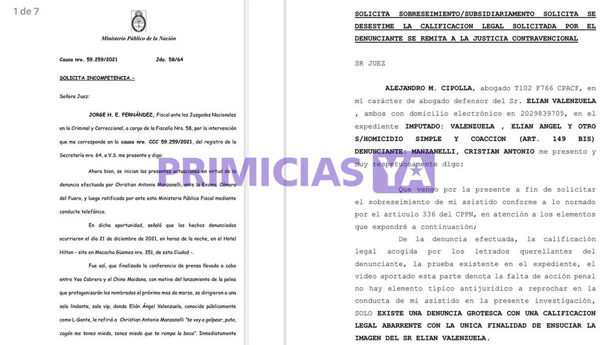 El pedido de sobreseimiento a L-Gante. 