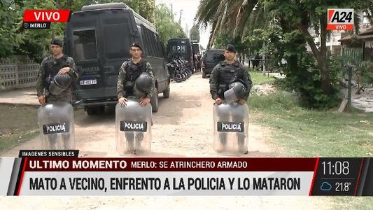 Tensión en Merlo: mató al vecino, se atrincheró e hirió a 3 personas