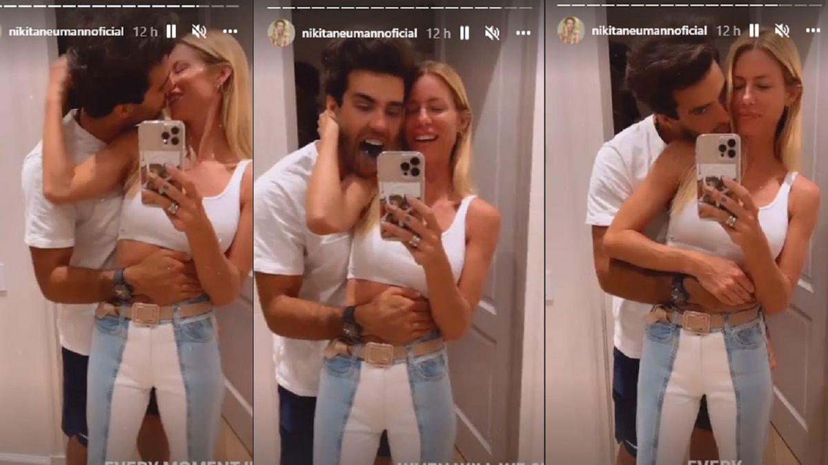Nicole Neumann y Manu Urcera, a puro beso frente al espejo