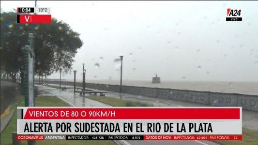 Alerta de sudestada en la costa de la provincia de Buenos Aires