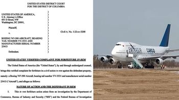 EE.UU. volvió a reclamar el decomiso del avión venezolano-iraní retenido en Argentina