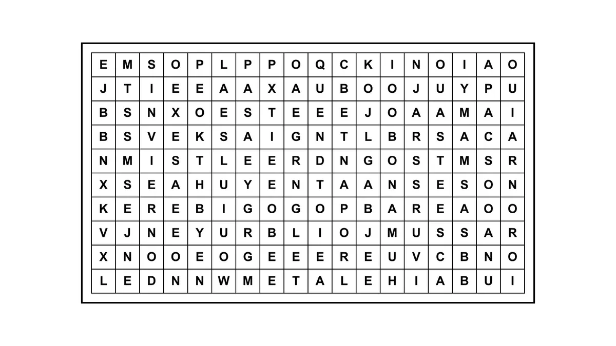 Encontrá la frase escondida en una sopa de letras literaria de 10 filas por 18 columnas
