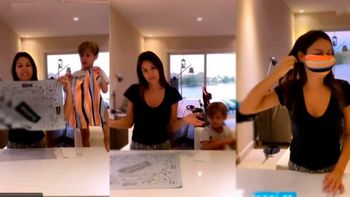 Pampita y su hijo Beltrán dieron una clase de cómo hacer barbijos caseros