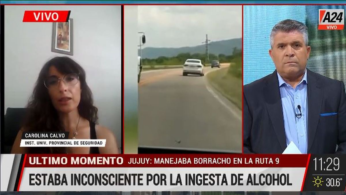 Jujuy: así un agente penitenciario manejó borracho en la ruta 9. (Captura de Tv)
