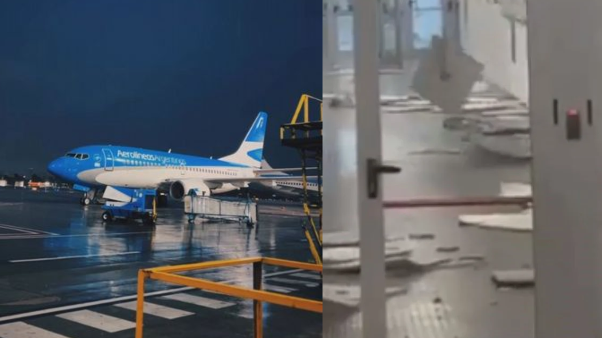 El aeroparque Jorge Newbery permaneci&oacute; cerrado hasta las 9 por el temporal. (Foto: captura)