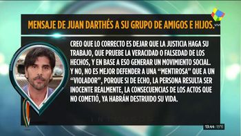 El mensaje por Whatsapp de Juan Darthés a sus amigos después de la denuncia por violación