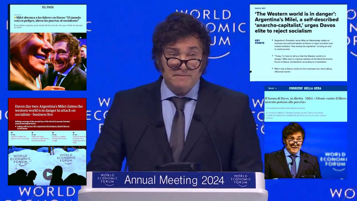 La presentación de Milei en el foro de Davos y las críticas que despertó. (Foto: A24.com)