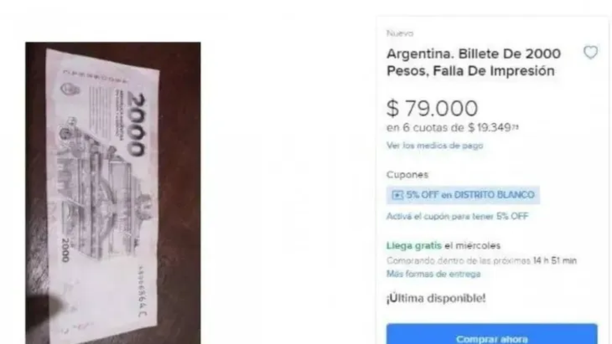 Pagan $800.000 al suertudo propietario de este billete de 2 mil pesos argentinos Pagan $800.000 al suertudo propietario de este billete de 2 mil pesos argentinos