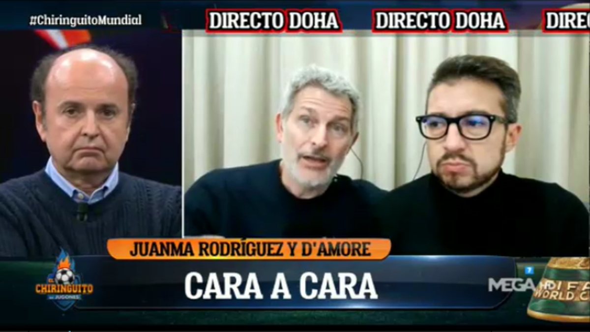 Duro debate sobre Lionel Messi entre el periodista Rodrigo DAmore de A24 y el Chiringuito (Foto: captura de TV El Chiringuito).