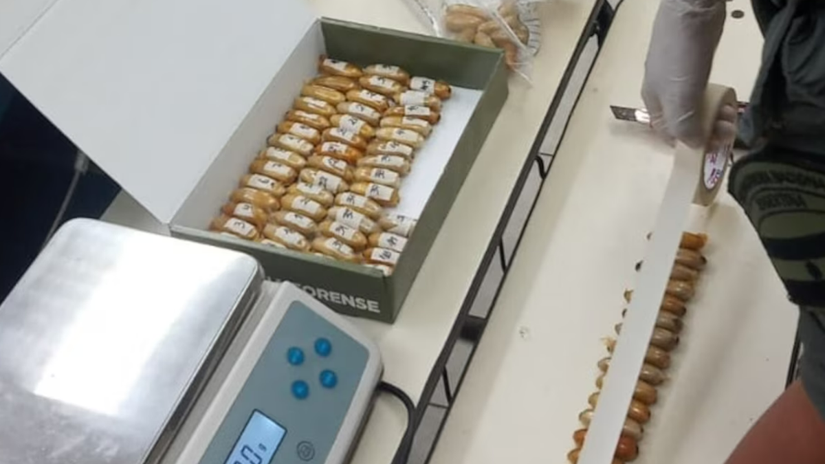 Las 172 cápsulas de cocaína sumaban 1,939 kilo de cocaína.