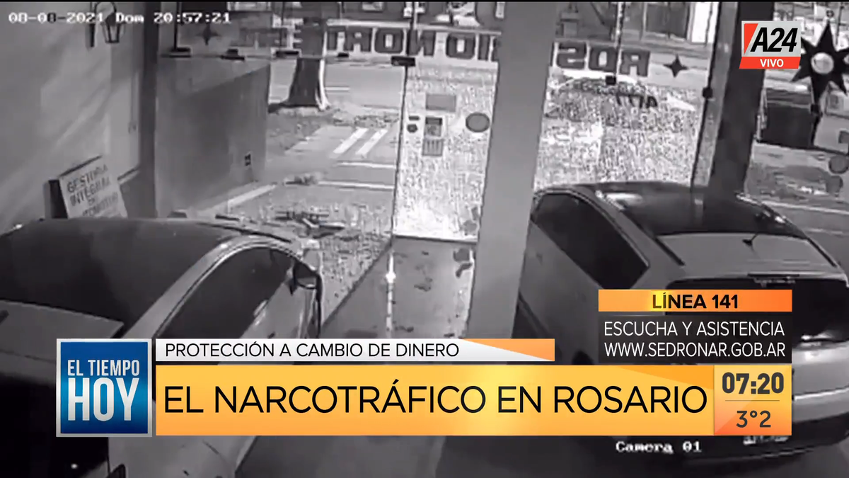 Así fue el ataque narco a una concesionaria en Rosario. (Foto: captura de TV).