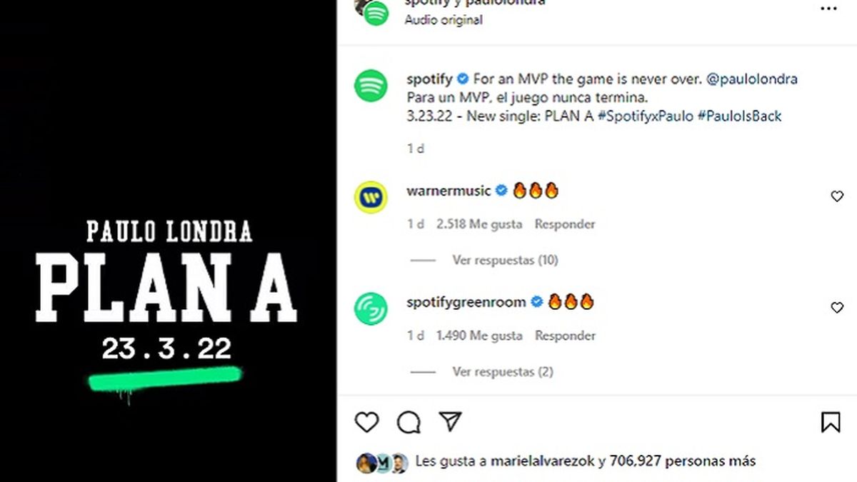 In Instagram, Paulo Londra colgó un video anunciando su regreso musical este 23 de marzo, de la mano del lanzamiento de Plan A. 