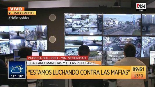 Así controla Patricia Bullrich los cortes en la Ciudad y en sus accesos en el día de paro