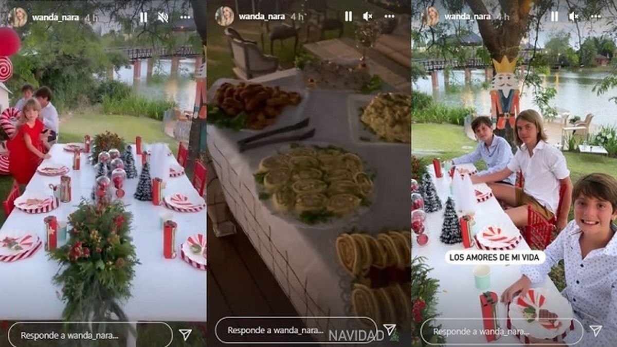 Las mesas navide&ntilde;as en la casa de Wanda Nara y Mauro Icardi.