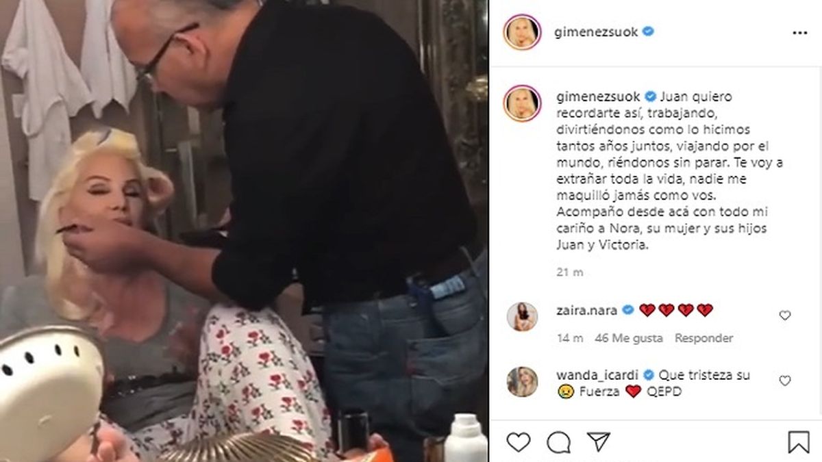 Susana Giménez y el homenaje a su maquillador. Así lo recordó ante el fallecimiento de Juan Carlos López, en su último trabajo juntos en 2019.