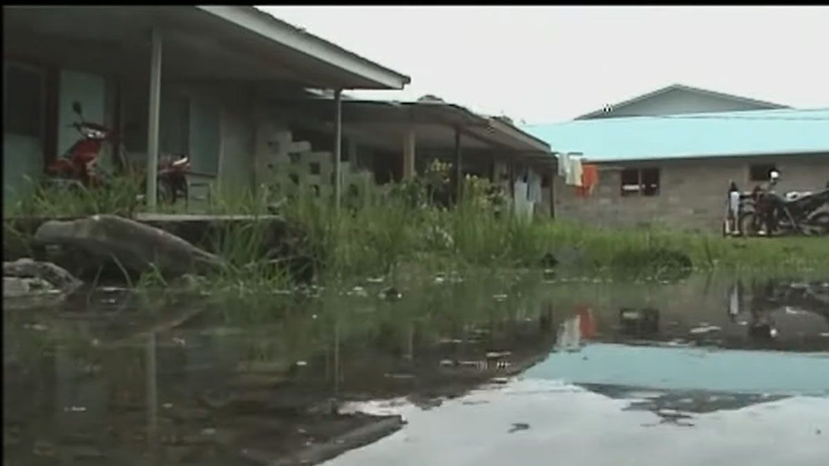 Imagen de Funafuti, afectada por las inundaciones, cada vez más frecuentes e intensas (Foto: TBT)